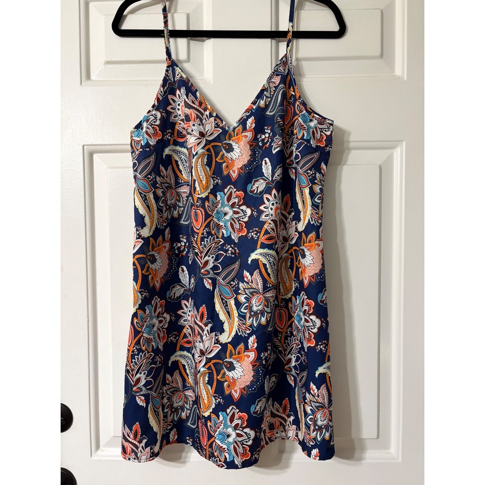 SHEIN | Paisley Floral V-Neck Cami Mini Dress | Size M || Navy Multi|